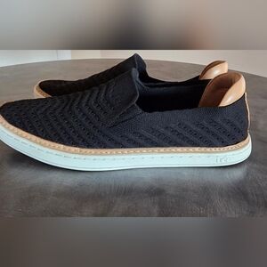UGG Black and Tan Knit Slip-On Loafers